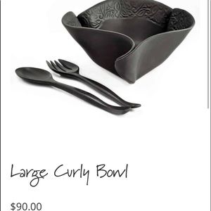 Ivory-Hilborn Large Curly Bowl W/Rosewood Servers